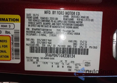 2016 Ford Fusion Se from USA, damaged, VIN 3FA6P0H71GR238124